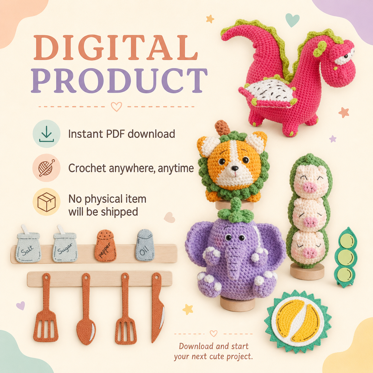 16-in-1 Crochet Toy Pattern Bundle — Instant PDF Download.