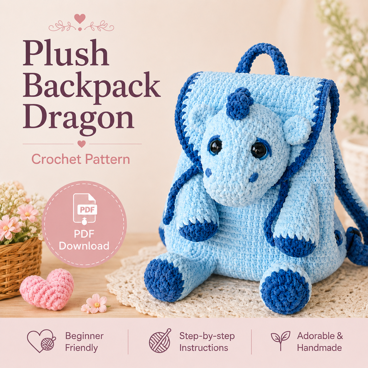 Plush Backpack Dragon Crochet Pattern
