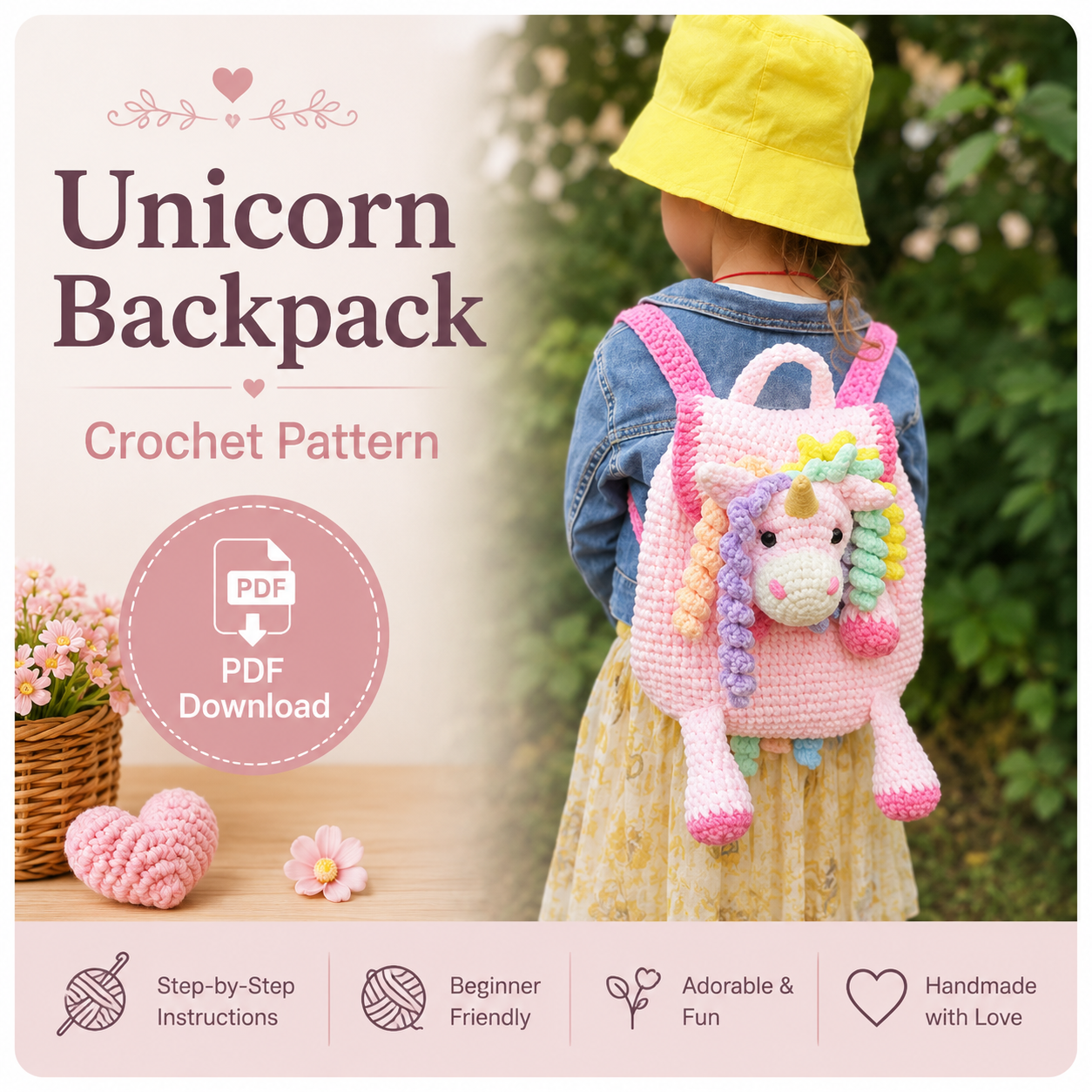 Unicorn Backpack Crochet Pattern
