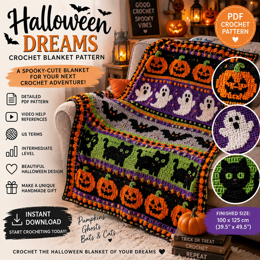 Halloween Dreams Crochet Blanket Pattern – Instant PDF Download