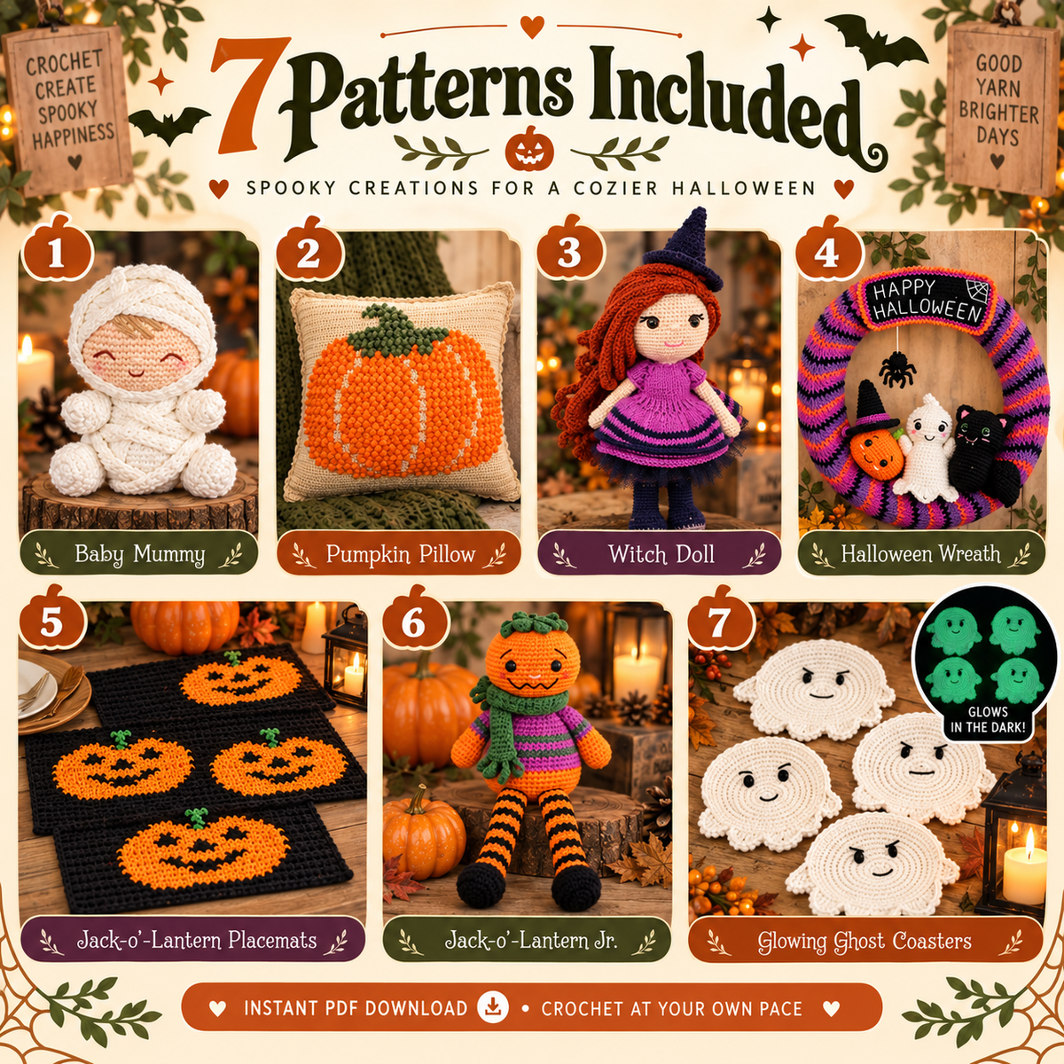 7-in-1 Halloween Crochet Pattern Bundle – Instant PDF Download