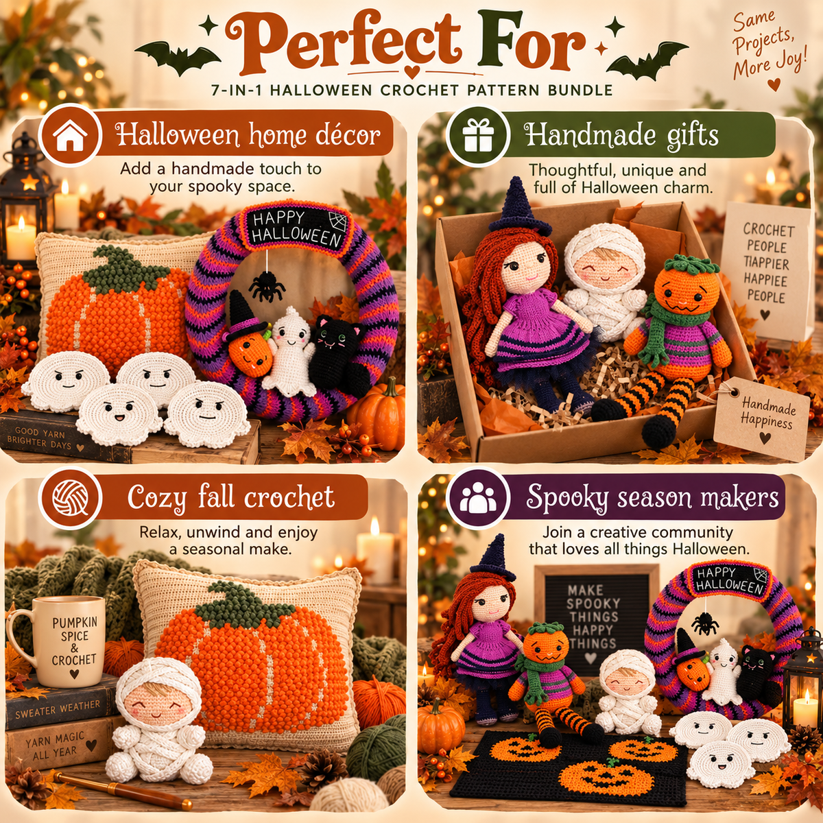 7-in-1 Halloween Crochet Pattern Bundle – Instant PDF Download