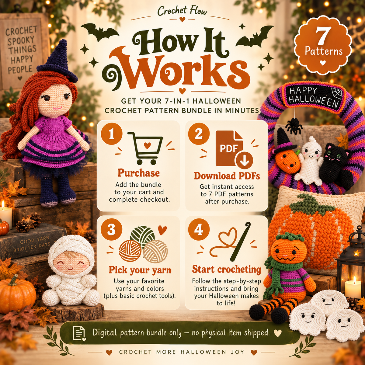 7-in-1 Halloween Crochet Pattern Bundle – Instant PDF Download
