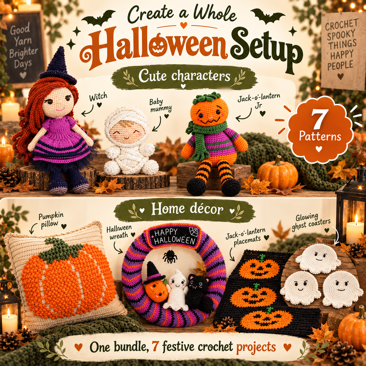7-in-1 Halloween Crochet Pattern Bundle – Instant PDF Download