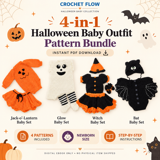 4 in 1 Halloween Baby Crochet Pattern Bundle – Instant PDF Download