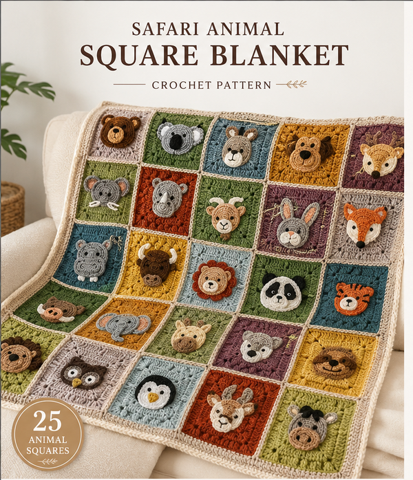 Safari Animal Square Blanket Crochet Pattern