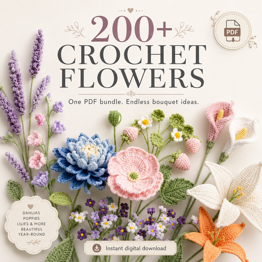 +200 flower designs crochet pattern - instant download