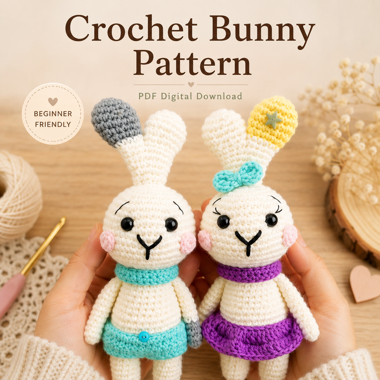 Boy and Girl Bunnies Amigurumi Crochet Pattern