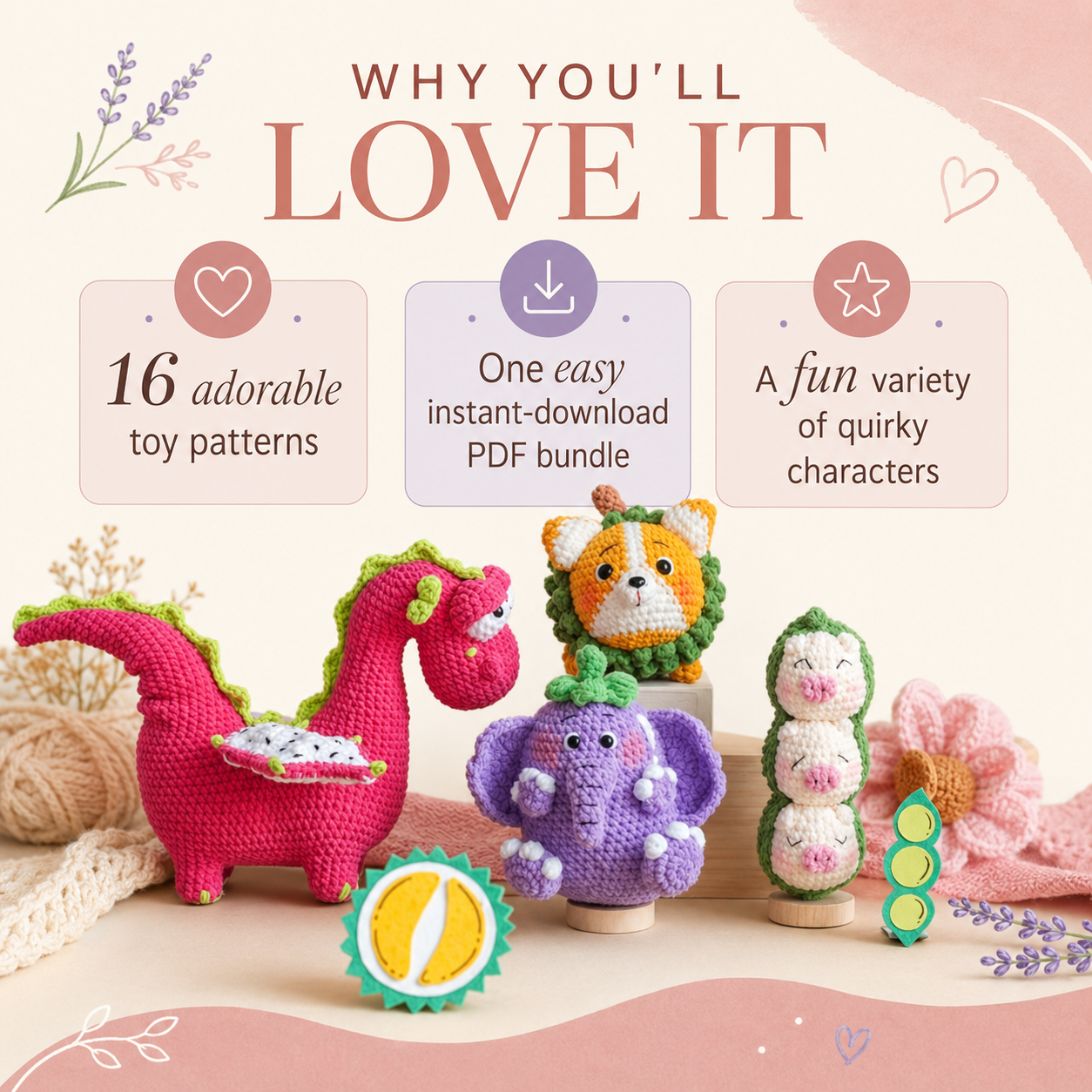 16-in-1 Crochet Toy Pattern Bundle — Instant PDF Download.