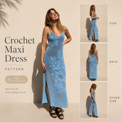 Flower Maxi Dress Crochet Pattern | PDF Download