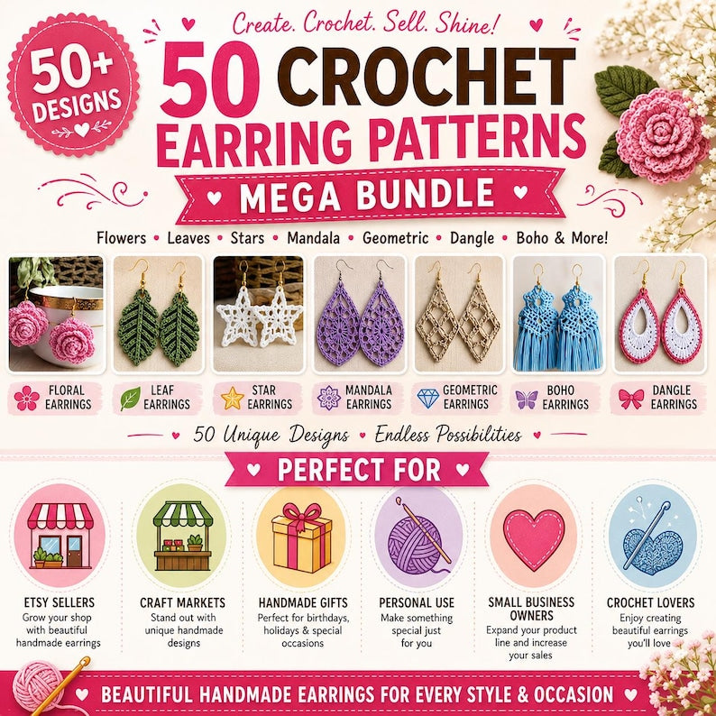 Cute Earrings Crochet Pattern | PDF Download