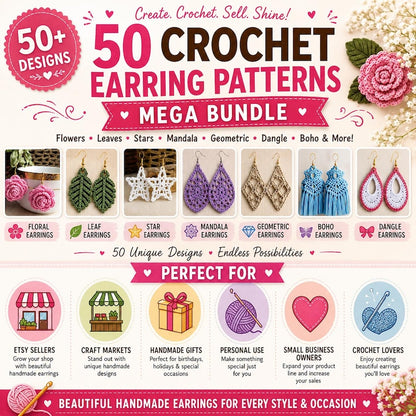 Cute Earrings Crochet Pattern | PDF Download