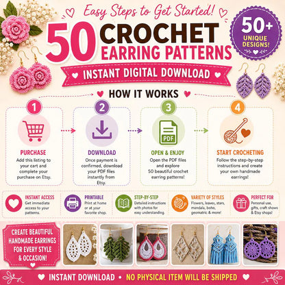 Cute Earrings Crochet Pattern | PDF Download